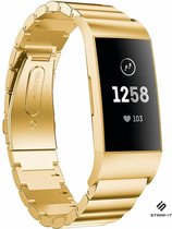 Stalen Smartwatch bandje - Geschikt voor  Fitbit Charge 3 luxe metalen bandje - goud - Strap-it Horlogeband / Polsband / Armband