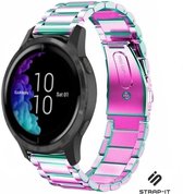 Stalen Smartwatch bandje - Geschikt voor  Garmin Venu stalen bandje - regenboog - Strap-it Horlogeband / Polsband / Armband