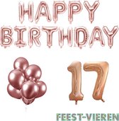 17 jaar Verjaardag Versiering Ballon Pakket Rosé Goud