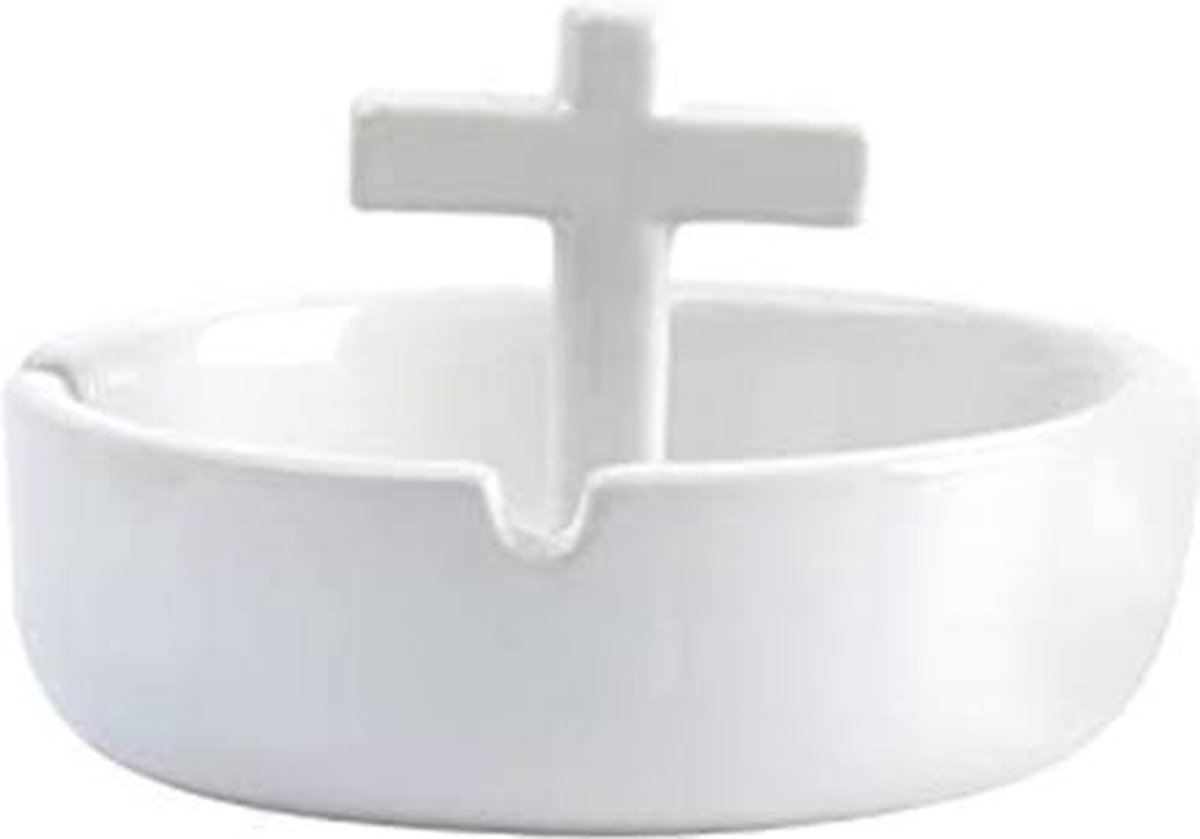 Goedkoopste Asbak - Terras Asbak - Keramiek - Holy Smoke - Holy Ashtrey - Wit