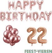 22 jaar Verjaardag Versiering Ballon Pakket Rosé Goud