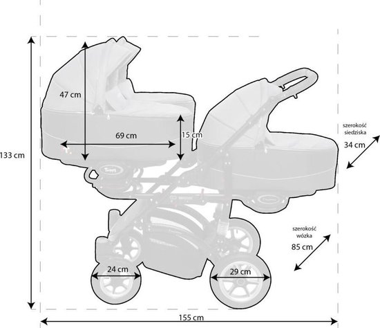 TRIPPY kinderwagen - triplets - 3 zits buggy 2 in 1 (levertijd 3 á 4 weken) Black — afbeelding 4