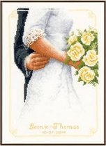 Borduurpakket  bruidsboeket met rozen telwerk