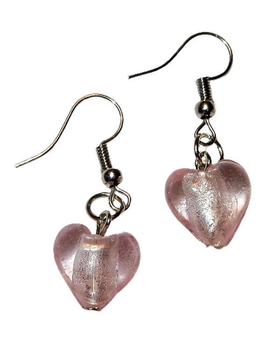 Murano hartje oorhanger Roze