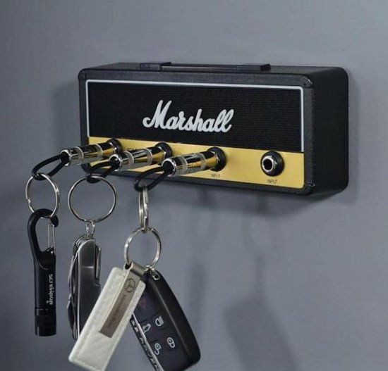 Retro sleutelrek zwart - sleutelkast + 4 sleutelhangers - Marshall JCM800 Jack Rack 2.0 sleutelrekje - Merkloos