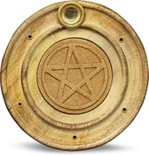 Houten wierookhouder Pentagram 10 cm