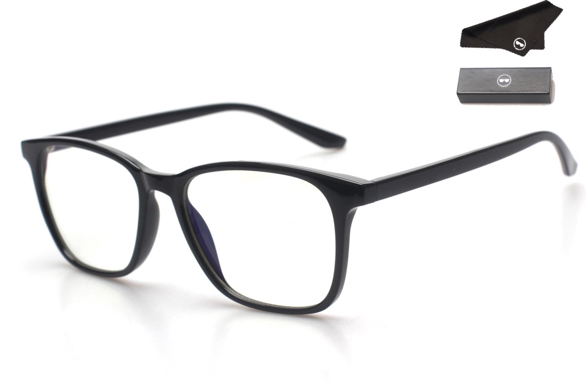 LC Eyewear Computerbril - Blauw Licht Bril - Blue Light Glasses - Beeldschermbril - Unisex - Zwart - Retro