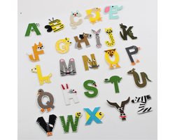 Set van 26 DIEREN ALFABETLETTERS, Strijkpatches, Maat 4x5CM voor Kinderen, HOTFIX