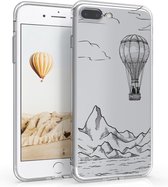 kwmobile telefoonhoesje voor Apple iPhone 7 Plus / 8 Plus - Hoesje voor smartphone in zwart / transparant - Luchtballon en Bergen design