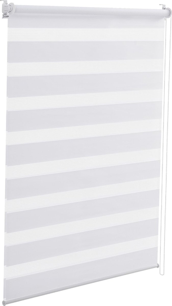 Dubbel rolgordijn zonder boren met houders wit 80x150 cm