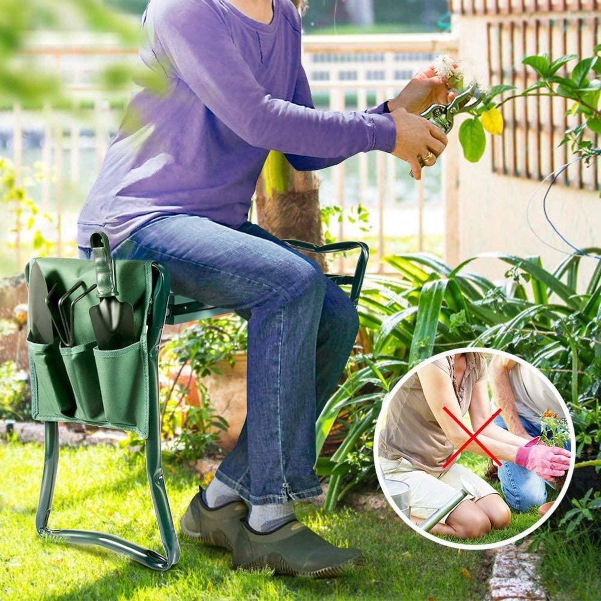 Tuinkruk voor werken in huis en tuin, tuinknieler met kussen