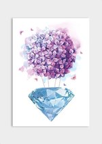 Poster Flower Diamond Violet - Dibond - Meerdere Afmetingen & Prijzen | Wanddecoratie - Interieur - Art - Wonen - Schilderij - Kunst