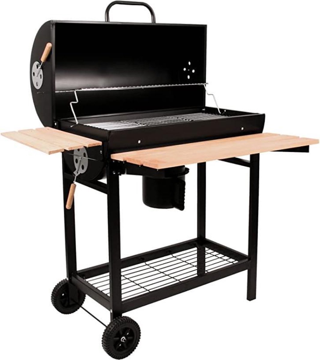 BBQ-Toro Houtskool grillwagen | Premium houtskoolbarbecue trolley, rookoven, barbecue grill met deksel, warmhoudrooster, inklapbaar plateau en nog veel meer
