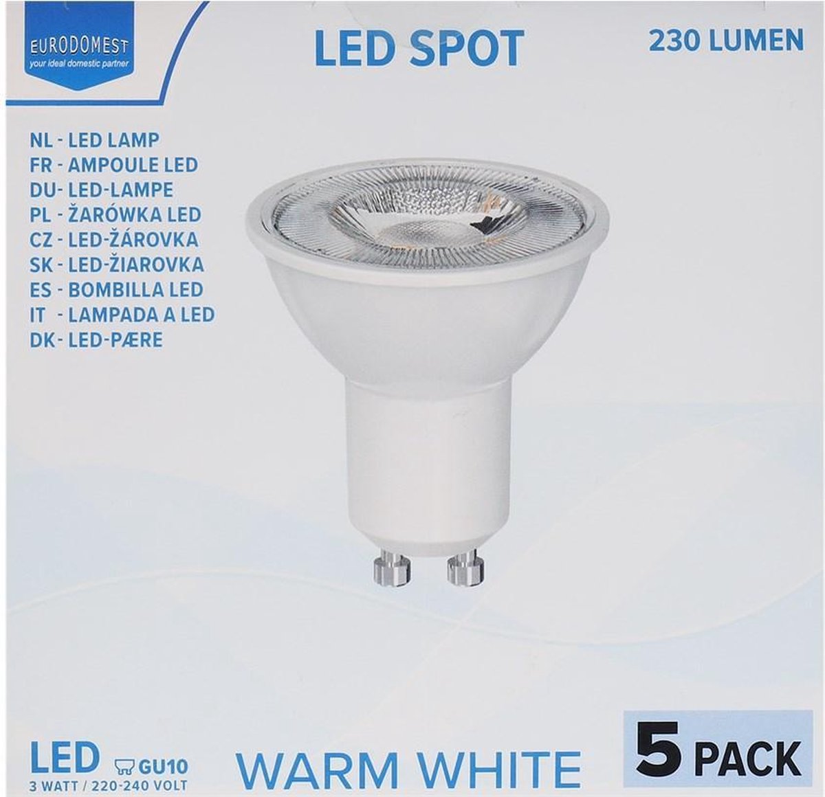 LED spotjes | 5 stuks | Warm wit licht | 3 watt | GU10| Eurodomest | bol.com