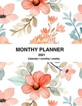 2021 monthly Planner - Pretty Simple Planners - Navy Floral monthly Planner - Academic Planner 2021 Weekly & Monthly Planner. Size 8.5  x 11