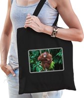 Dieren tasje met apen foto - zwart - voor volwassenen - natuur / Orang Oetan aap cadeau tas