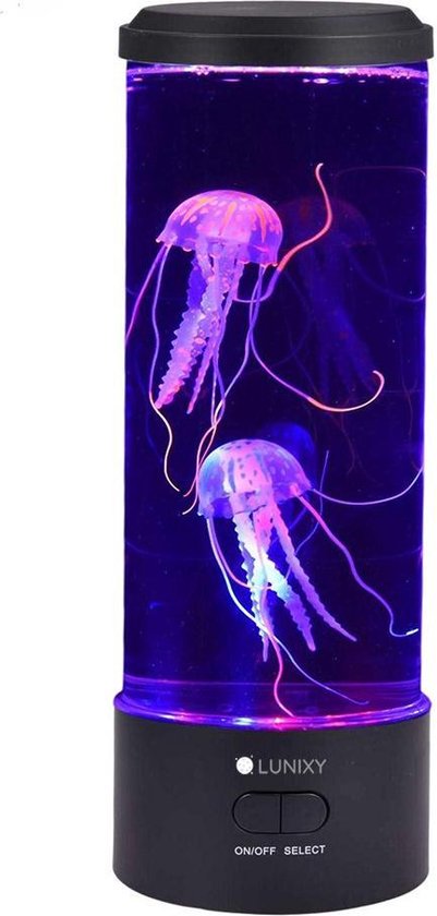 Lunixy® Jellyfish Nachtlamp – Lavalamp met Kwallen - Nachtlampje Kinderen en Volwassenen – Lava lamp - Multi-Color Lamp - 7  Standen - Tafellamp - LED lamp