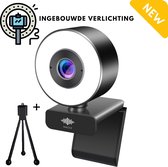 Webcam met Ringlamp en Microfoon - Led - 3 Niveau's - 3 Types Licht - 5 MP - Webcam met Microfoon - 2K - 30FPS - 2560x1440 - Webcams - Led Licht - Gaming - Webcam voor PC - Plug&Play - Laptop