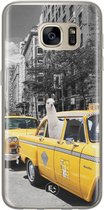 Samsung Galaxy S7 siliconen hoesje - Lama in taxi - Soft Case Telefoonhoesje - Grijs - Print