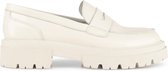 PS Poelman ROCKLAND Dames Leren Chunky Loafers Mocassins Instappers - Wit Crème - Maat 41