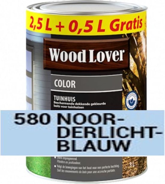 Woodlover Color Tuinhuis - Beits - Noorderlicht Blauw - 580 - 2,50 L -  Beschermende... | bol.com