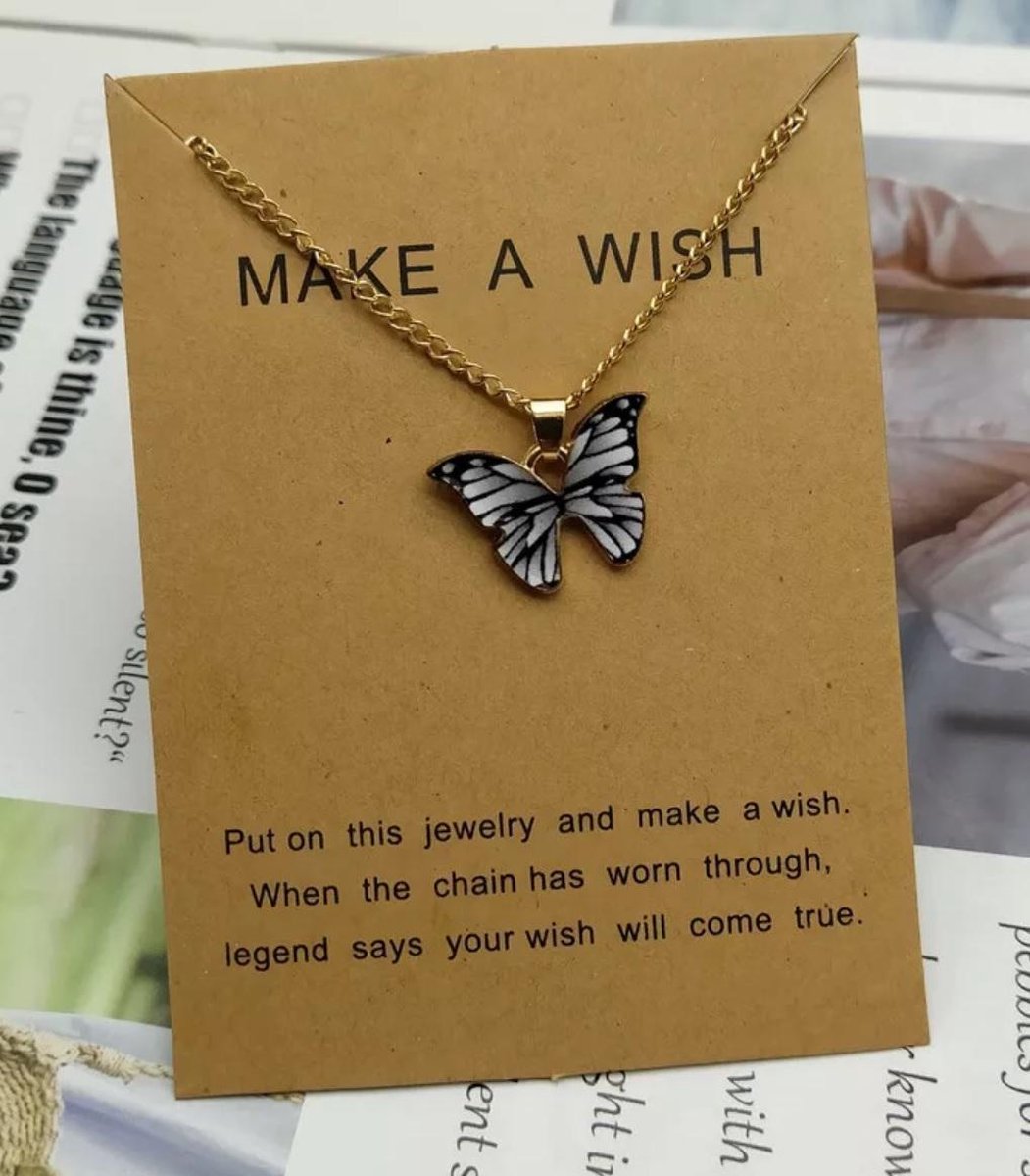 Make A Wish Armband| Sieraden | Wit met Zwart | Geluk / Wens armband | Vriendschap| Moederdag / Valentijn Trendy Cadeau| Hanger met Ketting