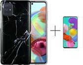 Samsung Galaxy A51 Marmer Case | Back Cover | TPU Telefoonhoesje + 1x screenprotector