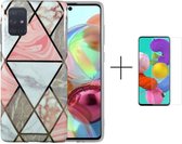 Samsung Galaxy A51 Marmer Case | Back Cover | TPU Telefoonhoesje + 1x screenprotector