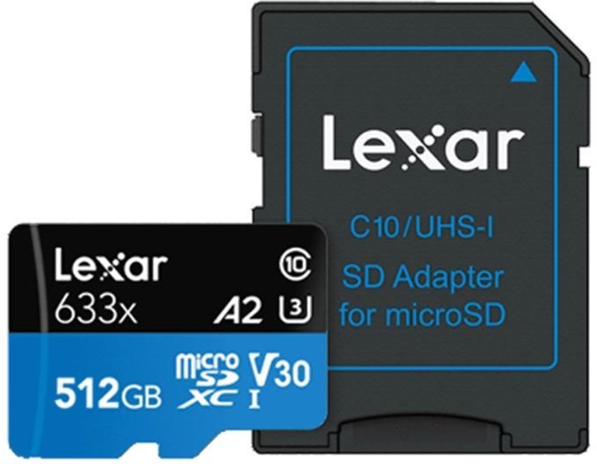 Lexar 512GB Micro SD High-Performance 633x USH-I 100MB/s geheugenkaart
