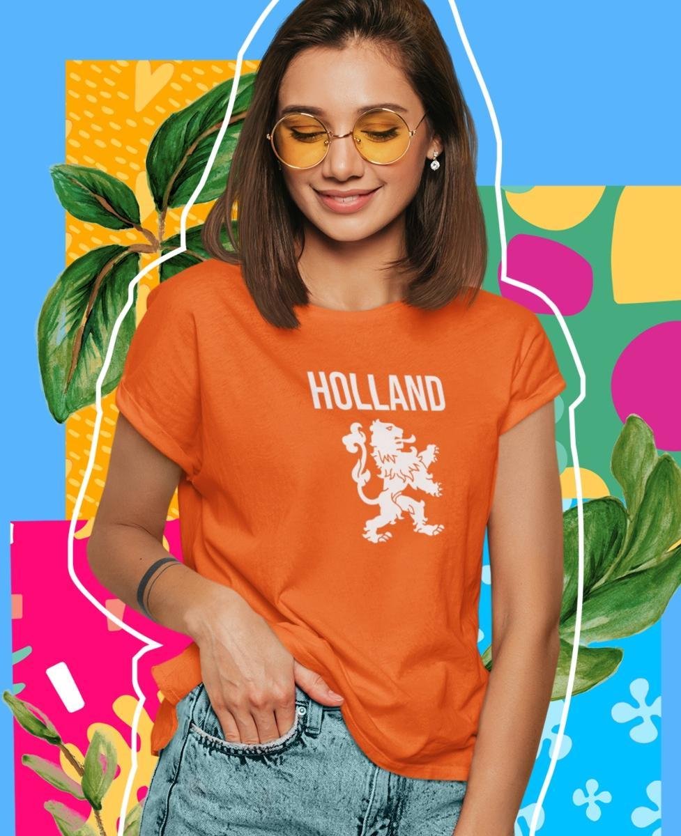 EK WK & Koningsdag T-Shirt Holland (DAMES - MAAT M) Oranje Kleding Feestkleding
