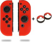 Gadgetpoint! | Nintendo Switch & Lite | Siliconen Joy-Con Controller Hoesjes + Thumbgrips (1 Set = 2 Thumbgrips) | Grip | Rood + Pokeballs Rood