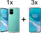 OnePlus 8T hoesje siliconen case transparant hoesjes cover hoes - 3x OnePlus 8T screenprotector