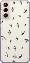 Samsung Galaxy S21 siliconen hoesje - Vogels / Birds - Soft Case Telefoonhoesje - Beige - Print