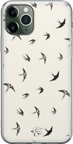 iPhone 11 Pro hoesje - Vogels / Birds - Soft Case Telefoonhoesje - Print - Beige