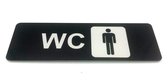 Deurbordje Toilet - WC bordjes – Tekstbord WC – Toilet bordje – Heren – Man - Bordje – Zwart - Pictogram - Zelfklevend - 5 cm x 15 cm x 1,6 mm - 5 Jaar Garantie
