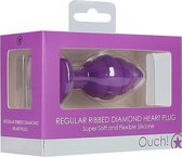 Regular Ribbed Diamond Heart Plug - Purple - Butt Plugs & Anal Dildos - Ouch Silicone Butt Plug