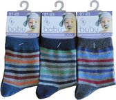 Baby sokjes streepjes - maat 24/27 - 12 paar - 90% KATOEN - Zonder naad aan de teen