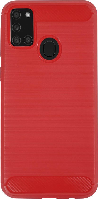 BMAX soft BMAX Carbon pour Samsung Galaxy A21s / Coque souple / Coque de téléphone / Coque de protection / Protection de téléphone - Rouge