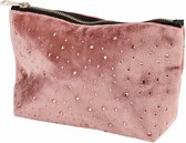 Toilettas - Toiletzak - Make Up Tas - Strass oud roze - 19x5xh13cm - Polyester