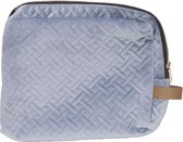 Toilettas - Toiletzak - Make Up Tas - Velvet blauw - 25x5xh20cm - Textiel