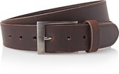 Mooie bruine leren heren riem - jeans riem 4cm gestikt - bruin - 100% leder - Maat 115 - Totale lengte riem 130 cm