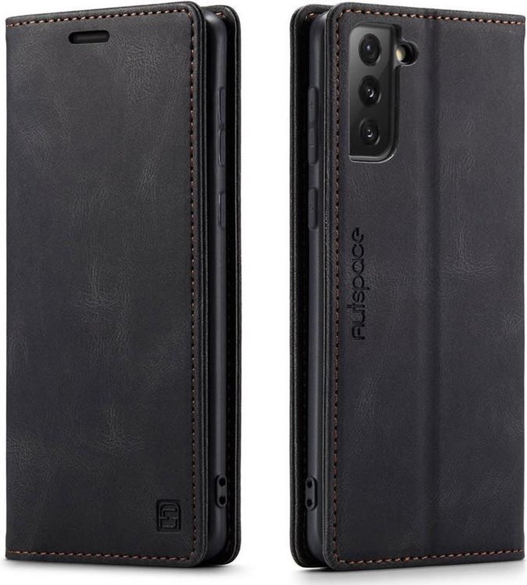 autspace - Hoesje geschikt voor Samsung Galaxy S21 - wallet book case - magneetsluiting - met rfid bescherming - zwart