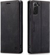AutSpace - Samsung Galaxy S21 hoesje - Wallet Book Case - Magneetsluiting - met RFID bescherming - Zwart