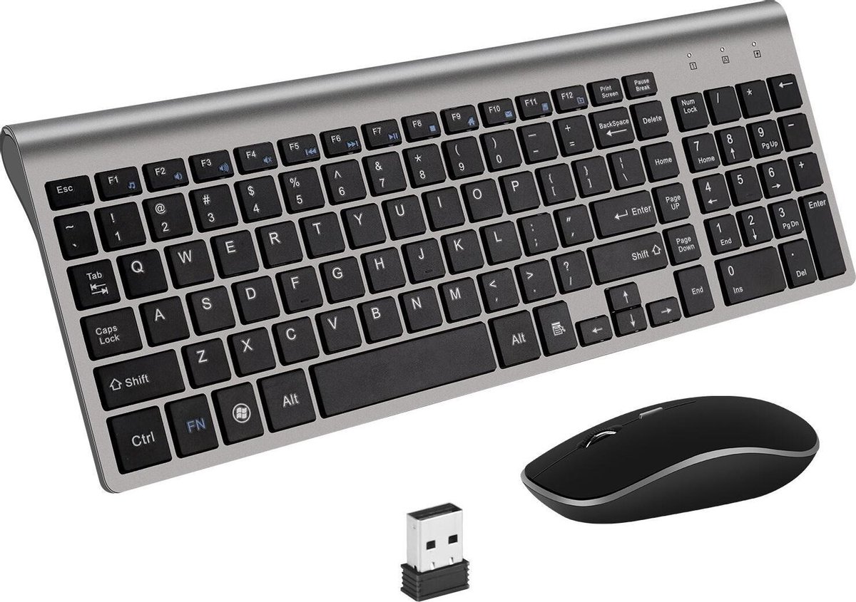 Clavier Sans Fil Metal pour PC SAMSUNG USB QWERTY Piles (ARGENT