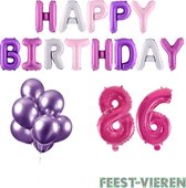 86 jaar Verjaardag Versiering Ballon Pakket Pastel & Roze
