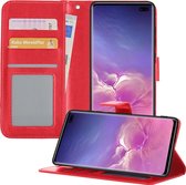 Samsung S10 Hoesje Book Case Hoes - Samsung Galaxy S10 Case Hoesje Portemonnee Cover - Samsung S10 Hoes Wallet Case Hoesje - Rood