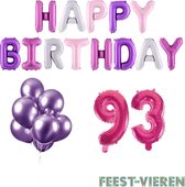 93 jaar Verjaardag Versiering Ballon Pakket Pastel & Roze