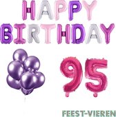95 jaar Verjaardag Versiering Ballon Pakket Pastel & Roze