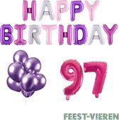 97 jaar Verjaardag Versiering Ballon Pakket Pastel & Roze