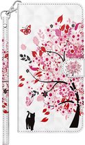 Poes roze boom agenda book case hoesje Telefoonhoesje geschikt voor Samsung Galaxy A32 5G